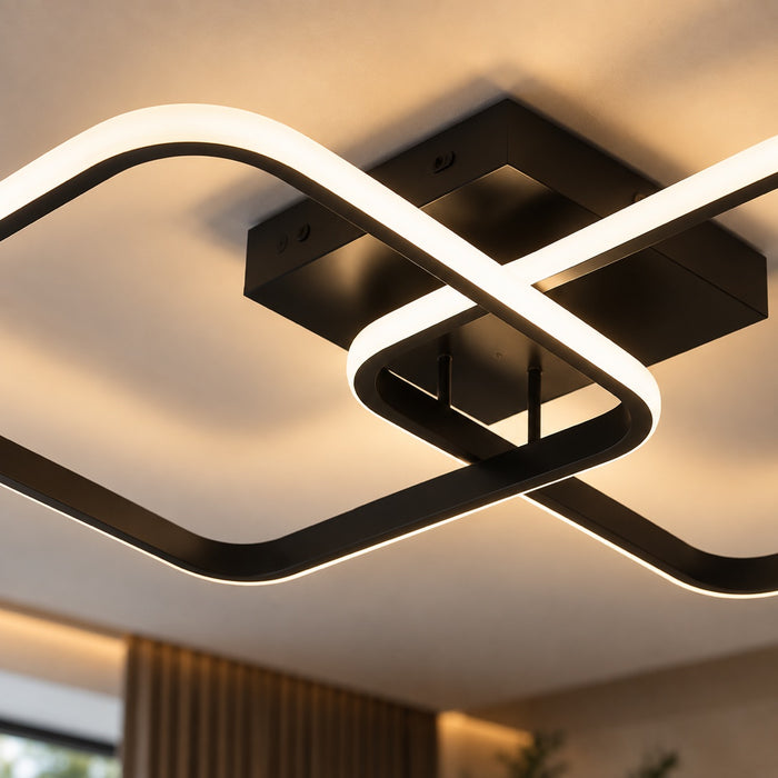 Plafonnier LED Design Géométrique - Noir