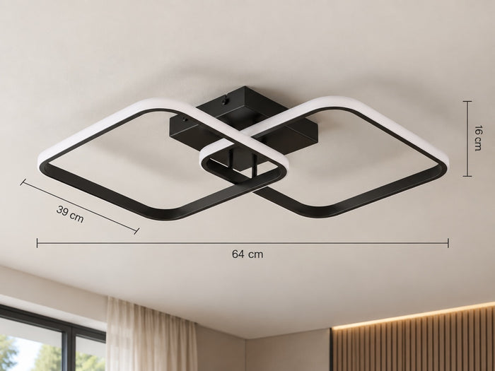 Plafonnier LED Design Géométrique - Noir